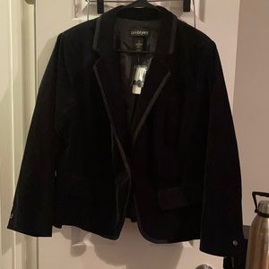 Lane Bryant Black Velvet Ribbon Trim Tuxedo Blazer
